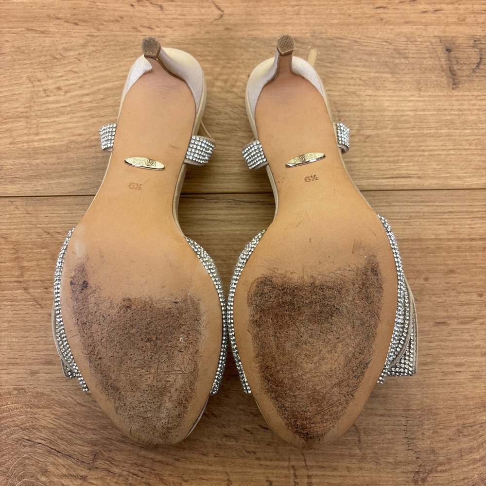BADGLEY MISCHKA Rennie Statement Stiletto Heel Nude Women Size 6.5 Formal Party - Picture 13 of 14